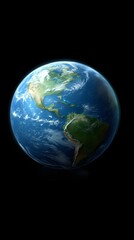 Fototapeta premium Earth, rotating in space, showing Americas, dark background