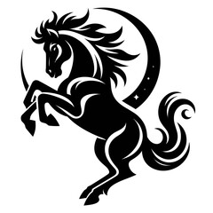 Fototapeta premium bucking horse logo silhouette black color isolated white background