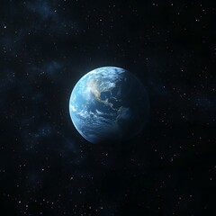 Earth viewed from space, amidst stars