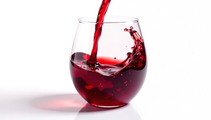 Rich red wine, swirling in glass, pure white backdrop, swirling, product photography