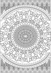 Mandala Outline Coloring Page For Adult Vector