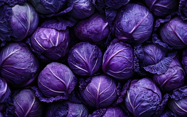 Obraz premium Vibrant Purple Cabbage Close Up Background Texture