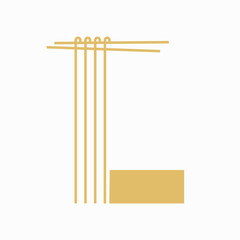 Letter L Noodles Logo Design Concept With Noodles and Sticks Icon Vector Template