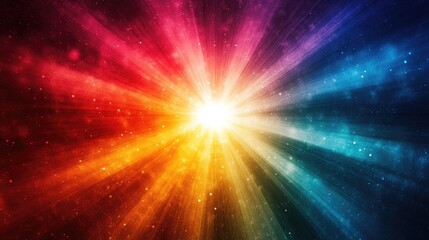 Naklejka premium A colorful radial sunburst with vibrant light rays shining through the background