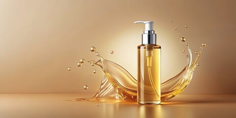 Luxury Cleansing Oil Bottle Flat Lay with Minimalist Aesthetic and Copy Space for Fashion Photography