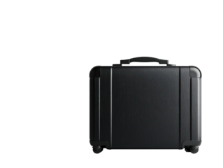 Modern Black Textured Suitcase on Minimalist Background: Travel and Style Essentials