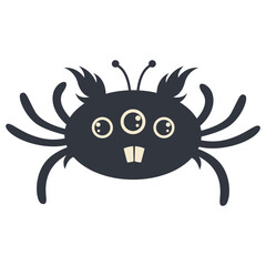 Illustration of Scary Halloween Monster. Flat Vector Character.