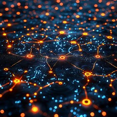 Fototapeta premium Stunning 3D grid with glowing lines and sparkling lights high resolution picture