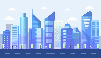 Obraz premium Serene Urban Skyline with Unique Modern Skyscrapers