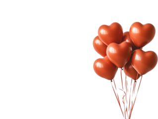 Heart-Shaped Balloons on White Background: Romantic and Minimalist Stock Photo