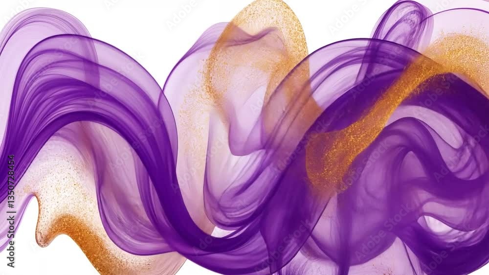Poster vibrant wave: a captivating display of flowing, shimmering waves in shades of purple and gold, creat