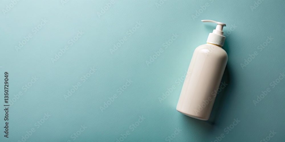 Poster overhead macro shot of conditioner on solid color backdrop for soft and feminine aesthetics, ideal f