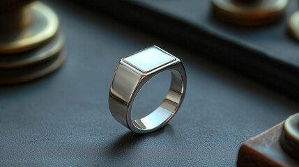 Minimalist silver signet ring with ultra-thin band