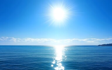 Obraz premium Stunning Bright Sun Over Calm Ocean Water