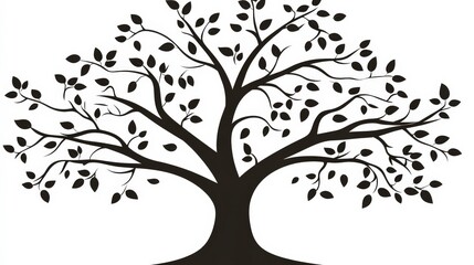 Fototapeta premium Intricate Silhouette Tree with Branches on White Background