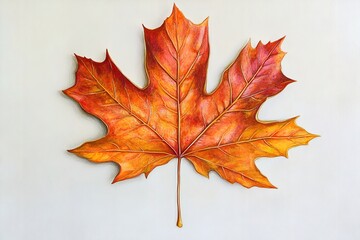 Fototapeta premium Single Orange Maple Leaf on White Background