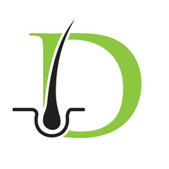 Letter D Hair Treatment Logo Design. Hair Care Logo Template Vector Template