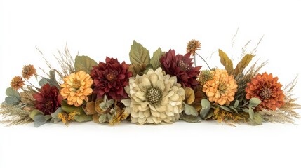 Obraz premium Autumn Floral Arrangement on White Background