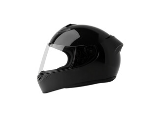 Fototapeta premium Sleek Black Motorcycle Helmet on White Background: Modern Safety Gear for Riders