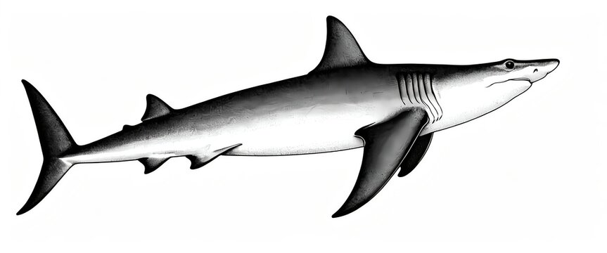 Monochrome Illustration of a Mako Shark