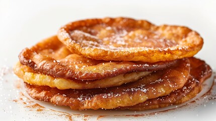 Canadian beaver tails fried dough cinnamon sugar flat and fully visible on a clean white background