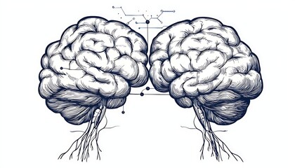 Fototapeta premium Two Brains Connected for Neural Network.