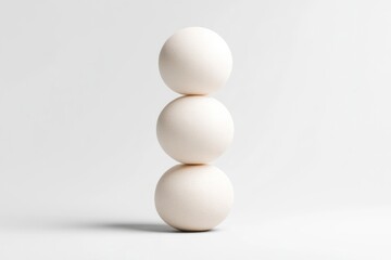 Three pale beige spheres stacked vertically