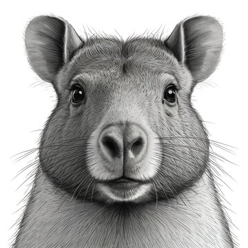 Black and White Portrait of a Patagonian Cavy