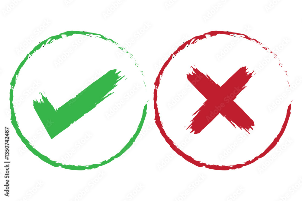Poster check mark and cross mark icon. check box icon with right and wrong buttons and yes or no checkmark 
