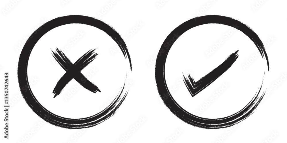 Poster check mark and cross mark icon. check box icon with right and wrong buttons and yes or no checkmark 
