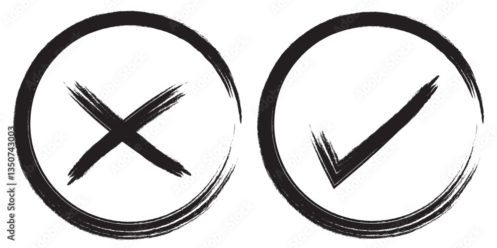 Poster check mark and cross mark icon. check box icon with right and wrong buttons and yes or no checkmark 