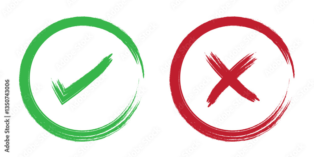 Poster check mark and cross mark icon. check box icon with right and wrong buttons and yes or no checkmark 
