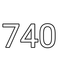 Black and white color numbers 740