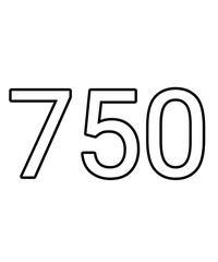 Black and white color numbers 750