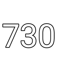 Black and white color numbers 730