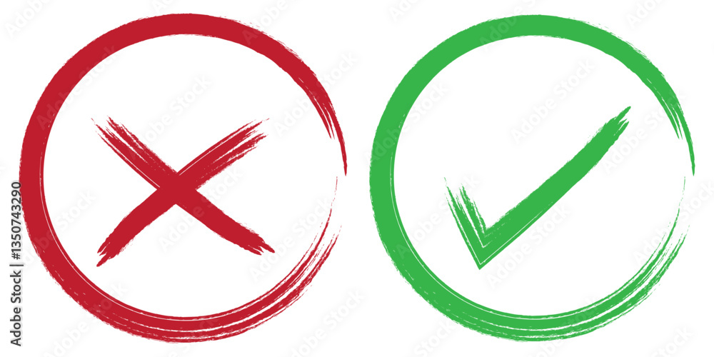 Poster check mark and cross mark icon. check box icon with right and wrong buttons and yes or no checkmark 