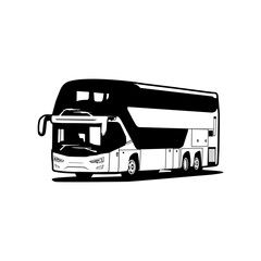 double decker bus transport vector monochrome