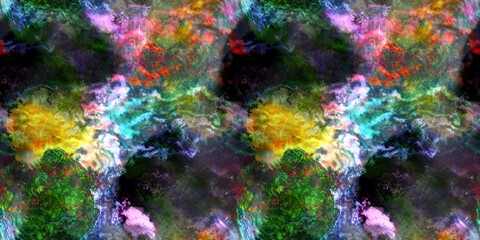 Multicolour space dyed marble seamless border art Endless edging texture background. Vivid mottled marl effect ombre home decor design. For tie dye and surface fashion ribbon trim.