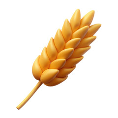golden wheat ears 3d render icon in cartoon plastic style minimal isolated on transparent white background, clipping path