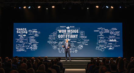 Digital screens display cinema's stock symbols and data, connecting the world of entertainment to the web's network