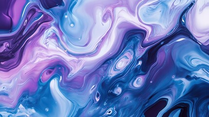 Fototapeta premium Abstract Fluid Art, Swirling Purple and Blue Paint