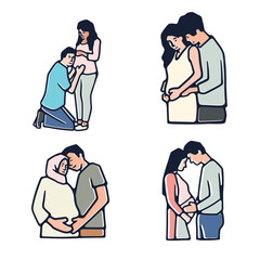 Art Illustration couple pregnant good for sticker icon