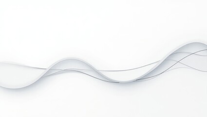 A futuristic white background with a wave pattern of connecting dots and lines. The abstract design gives a modern, high-tech feel, resembling a digital network or data flow.