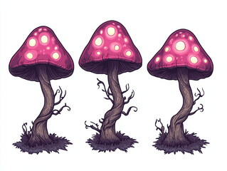 Enchanted Forest Fungi Illustration