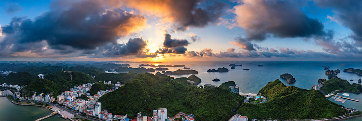 Beautiful landscape Lan Ha bay view from the Cat Ba Island.