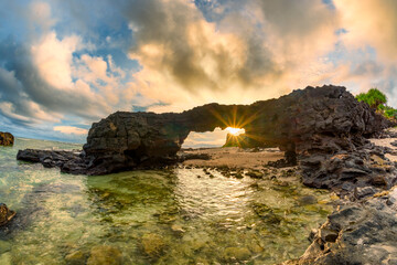 To Vo gate ( The stone gate arch) on Ly Son Island, Quang Ngai Province, Vietnam