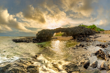 To Vo gate ( The stone gate arch) on Ly Son Island, Quang Ngai Province, Vietnam