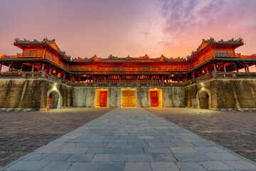 Imperial City with the Purple Forbidden City within the Citadel in Hue, Vietnam.