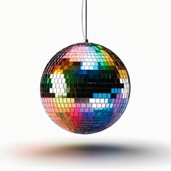 Obraz premium Colorful Disco Ball Hanging Isolated on White