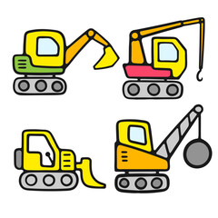 Art Illustration hand draw excavator good for drawing book